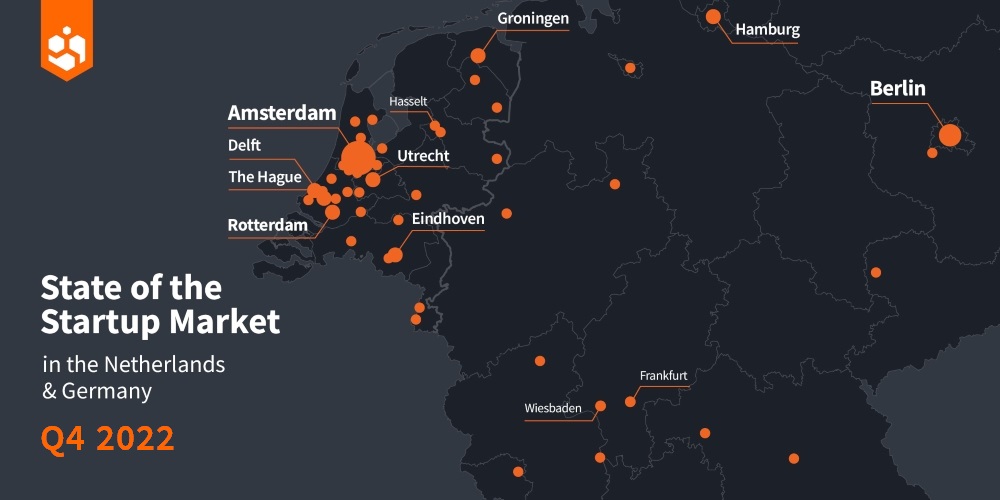 A map of Europe showing startup hubs