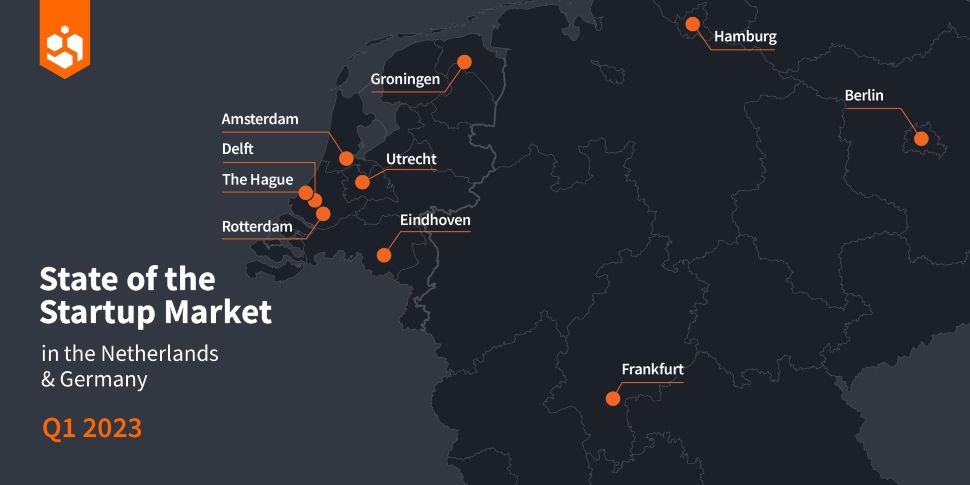 A map of startup hubs in the Netherlands and Germany